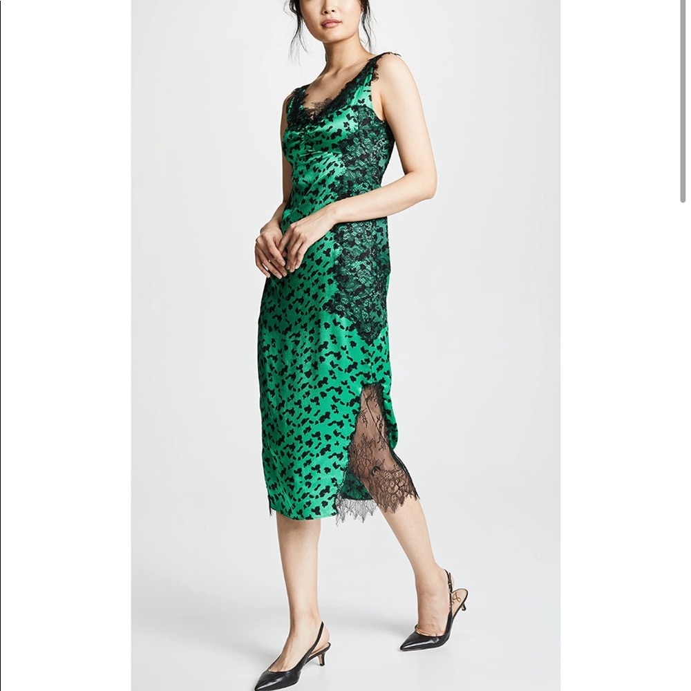 BNWT Tanya Taylor Irina Silk Midi Dress in Green Print